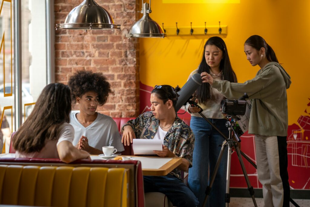 actors and filmmakers collaborating in a community and learning how to become an actor with no experience