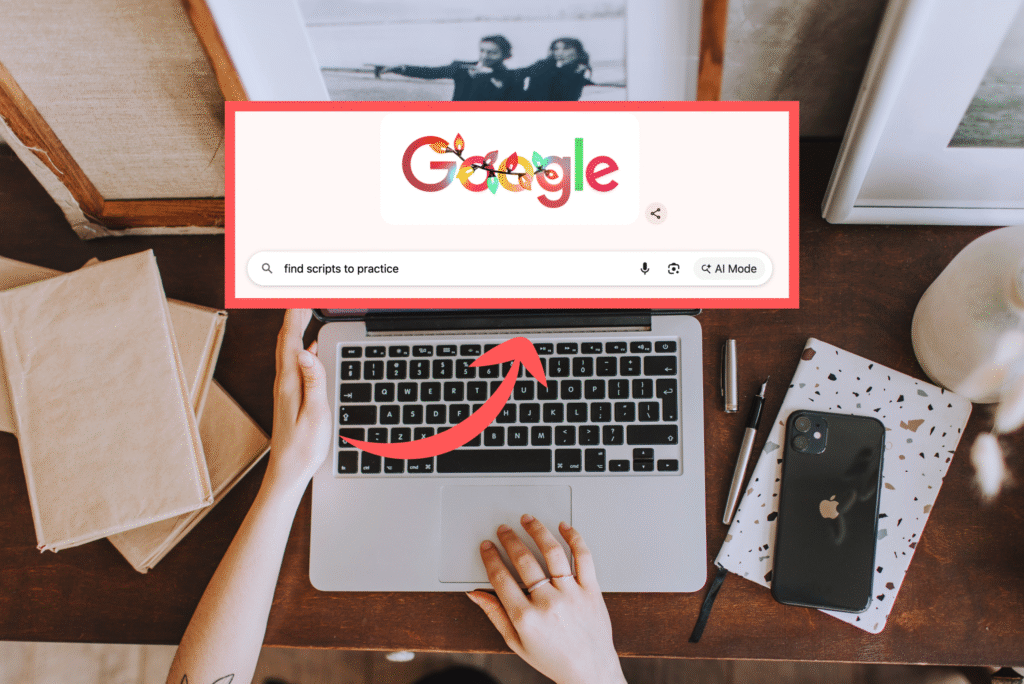 a Google search of where to find acting scripts for actors