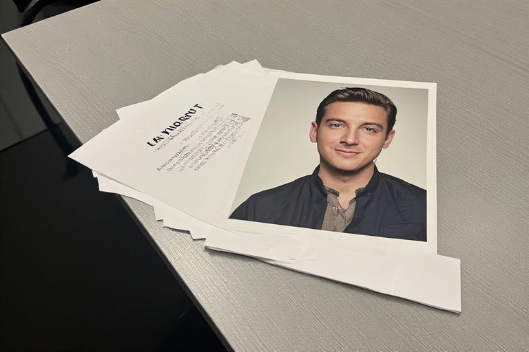 actor-headshot-on-table actors headshot on a casting directors table for starting an acting career